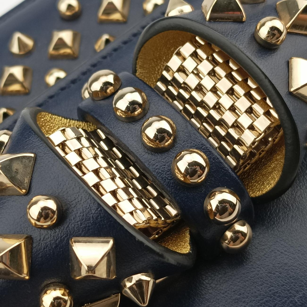 Night Tudor Spikes Small Sweet CharityNavyLeatherナイトチューダースパイクススモールスイートチャリティネイビーレザー