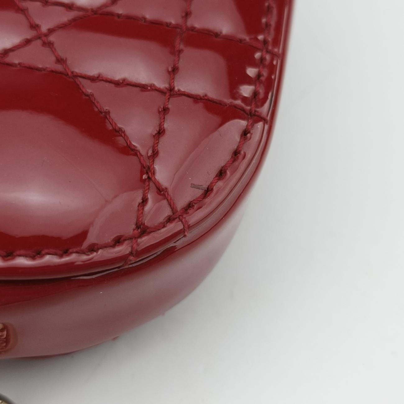 Lady Dior Cannage Phone HolderRedPatent56-MA-0261レディ ディオール カナージュ フォン ホルダーレッドパテント56-MA-0261