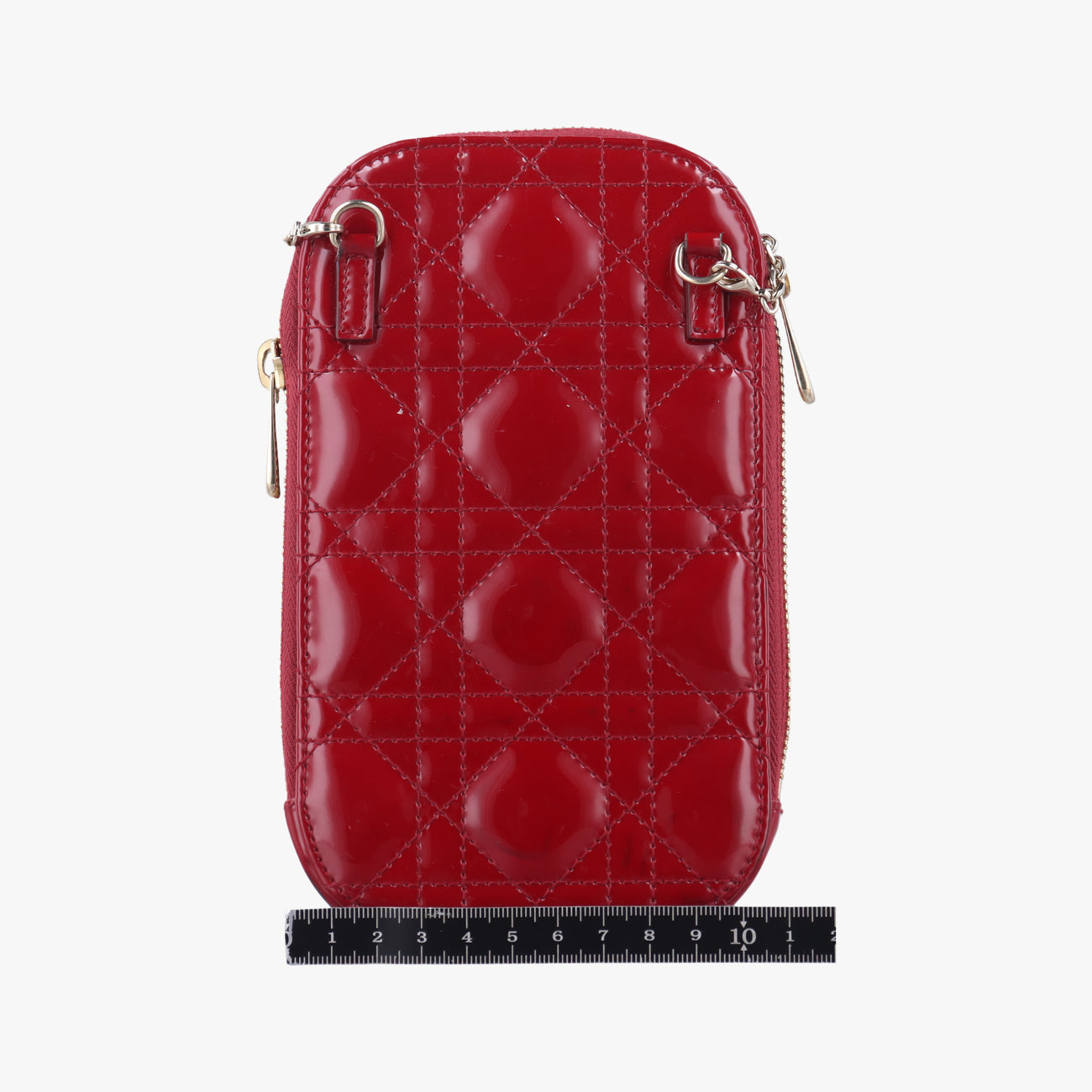 Lady Dior Cannage Phone HolderRedPatent56-MA-0261レディ ディオール カナージュ フォン ホルダーレッドパテント56-MA-0261