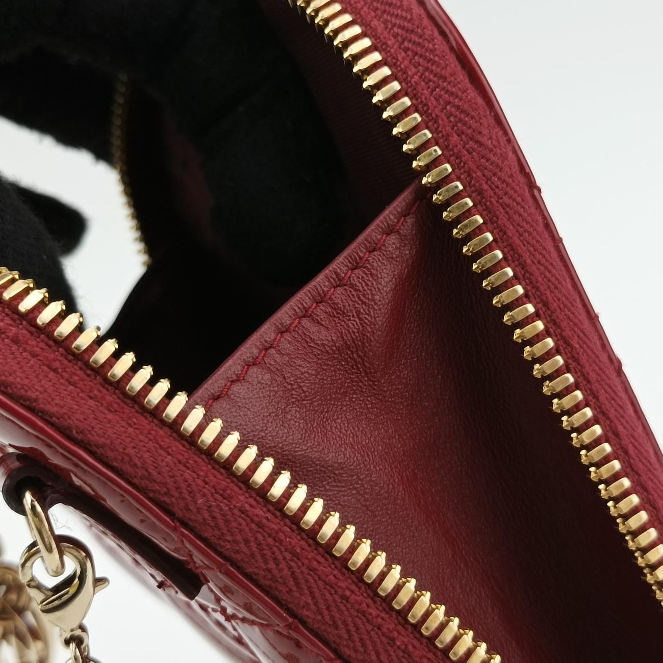 Lady Dior Cannage Phone HolderRedPatent56-MA-0261レディ ディオール カナージュ フォン ホルダーレッドパテント56-MA-0261