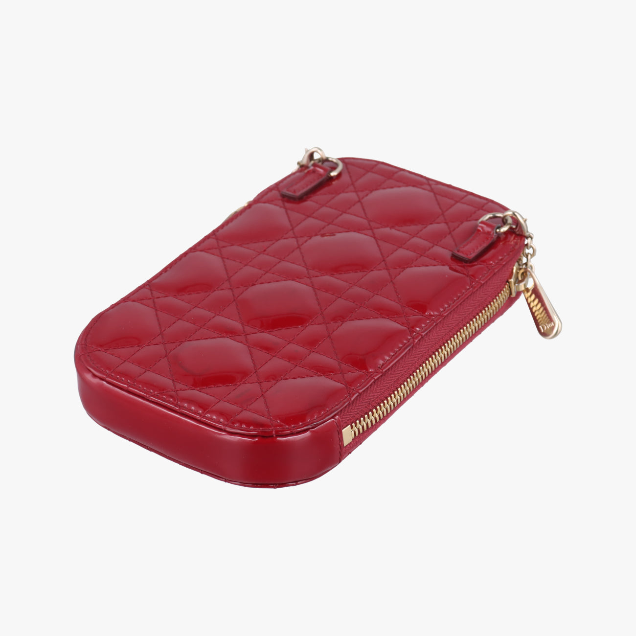 Lady Dior Cannage Phone HolderRedPatent56-MA-0261レディ ディオール カナージュ フォン ホルダーレッドパテント56-MA-0261