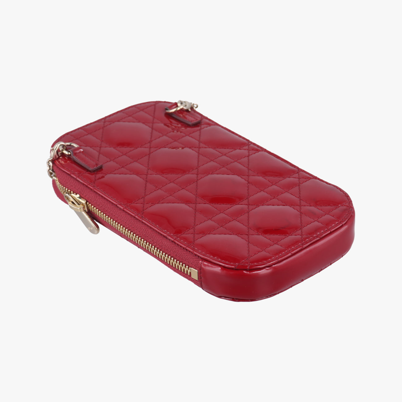 Lady Dior Cannage Phone HolderRedPatent56-MA-0261レディ ディオール カナージュ フォン ホルダーレッドパテント56-MA-0261