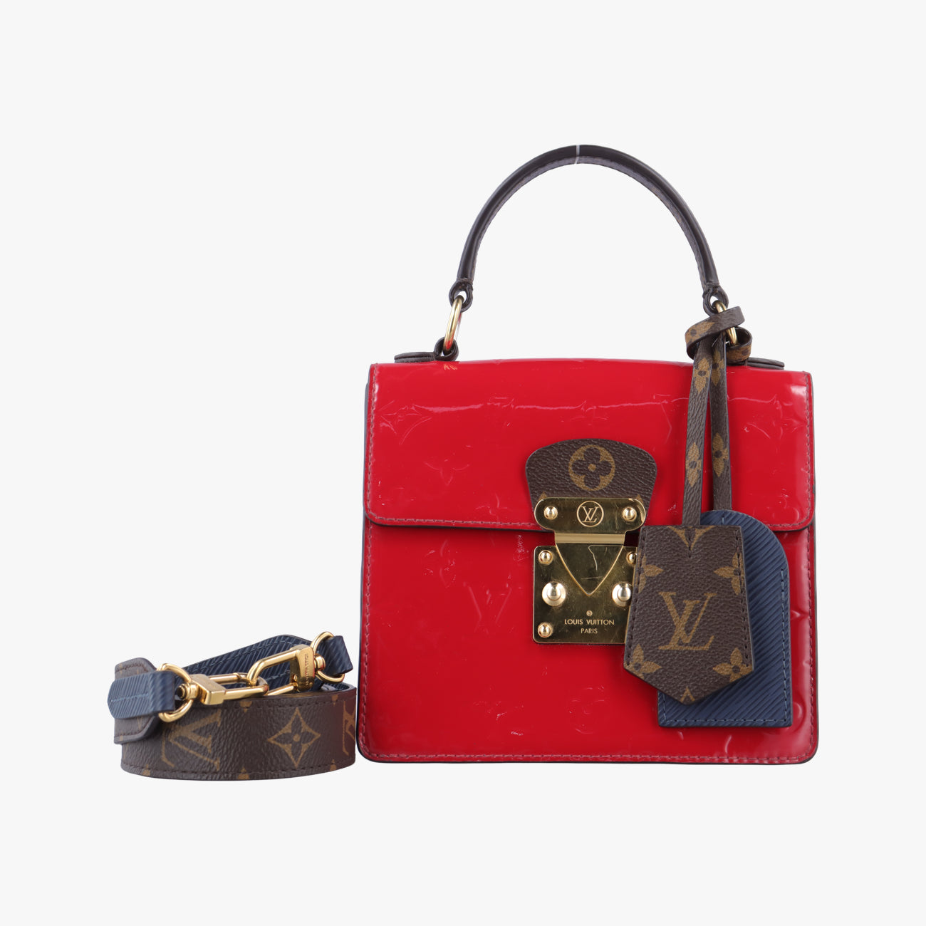 Spring street PM Scarlet Red Vernis×Leather×Monogram Canvas M90505 NZ3119 ICチップスプリングストリートPM スカーレット ヴェルニ×レザー×モノグラムキャンバス M90505 NZ3119 ICチップ