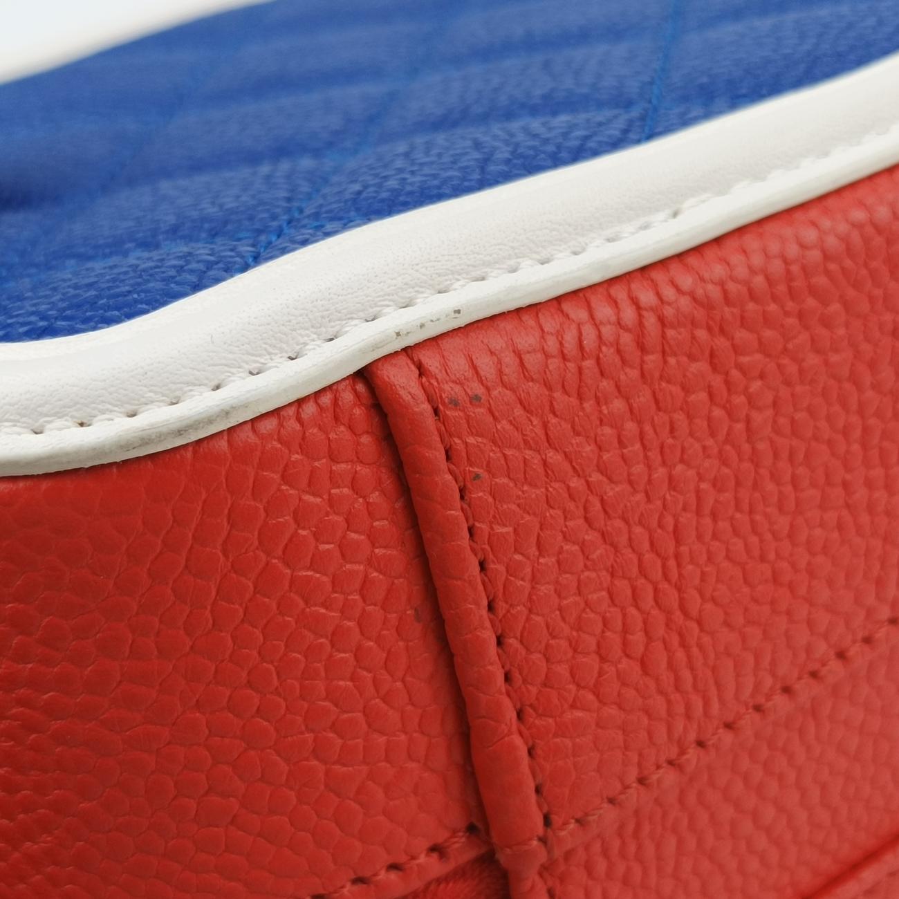 Filigree Vanity CaseBlue x Red x WhiteCaviar LeatherA9334226940738CCフィリグリー バニティ ケース トップ ハンドルブルー×レッド×ホワイトキャビアレザーA9334226940738