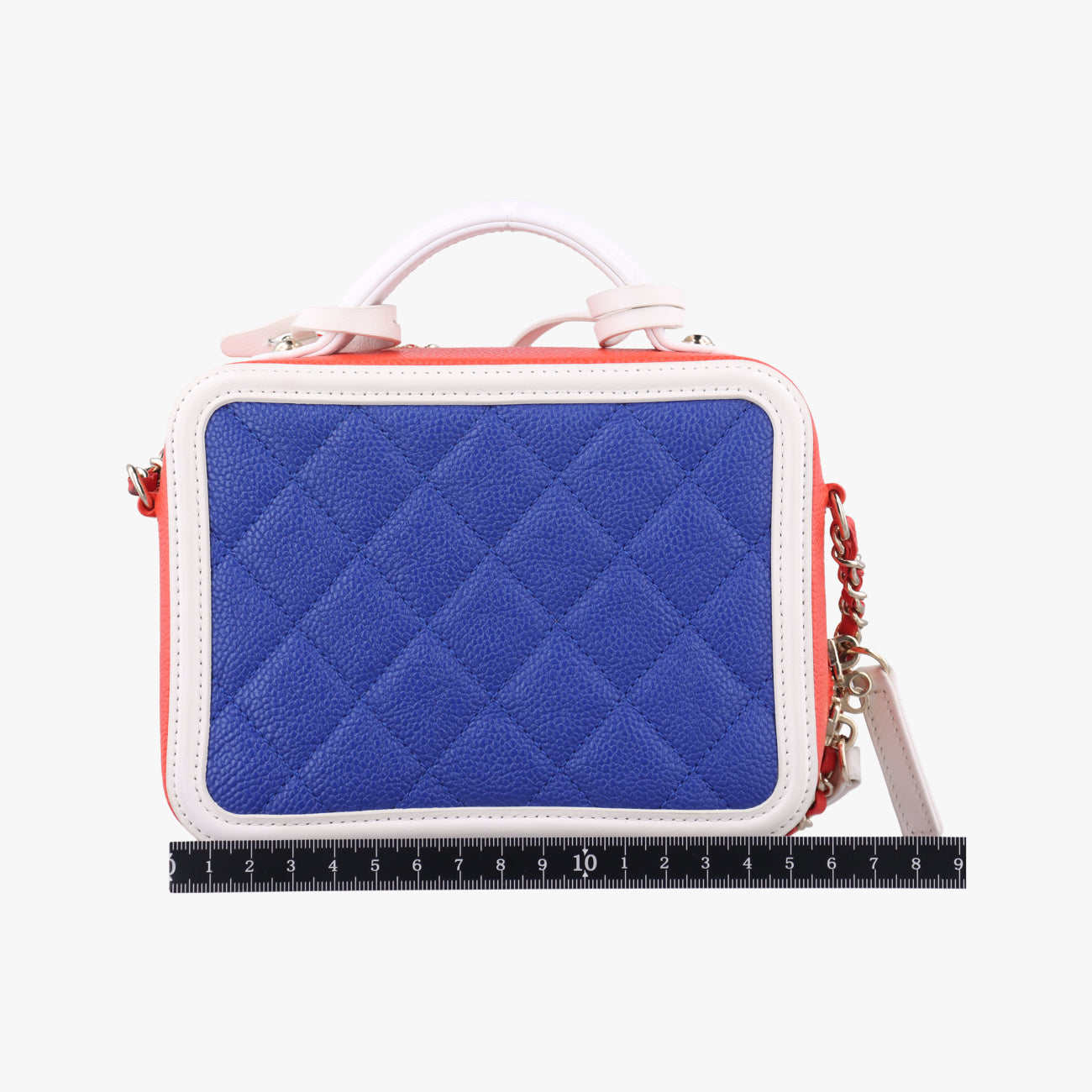 Filigree Vanity CaseBlue x Red x WhiteCaviar LeatherA9334226940738CCフィリグリー バニティ ケース トップ ハンドルブルー×レッド×ホワイトキャビアレザーA9334226940738