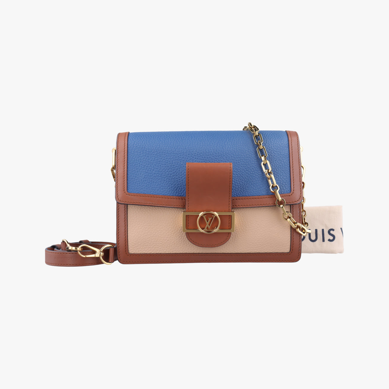 Dauphine MMBlue ×Beige ×brownTaurillon leatherM55071CA2119ドーフィーヌMMブルー ×ベージュ ×ブラウントリヨンレザーM55071CA2119