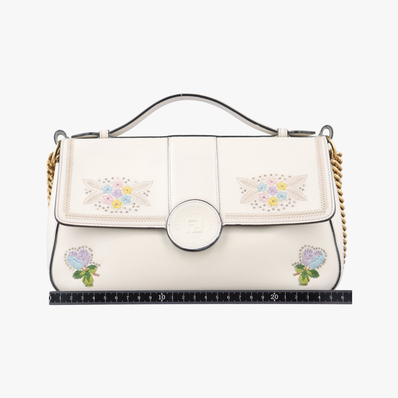 Double F Floral White×multicolor Leather 8BT297 8BT297 A5DO 189-10429ダブルエフ フローラル ホワイト×マルチカラー レザー 8BT297 8BT297 A5DO 189-10429