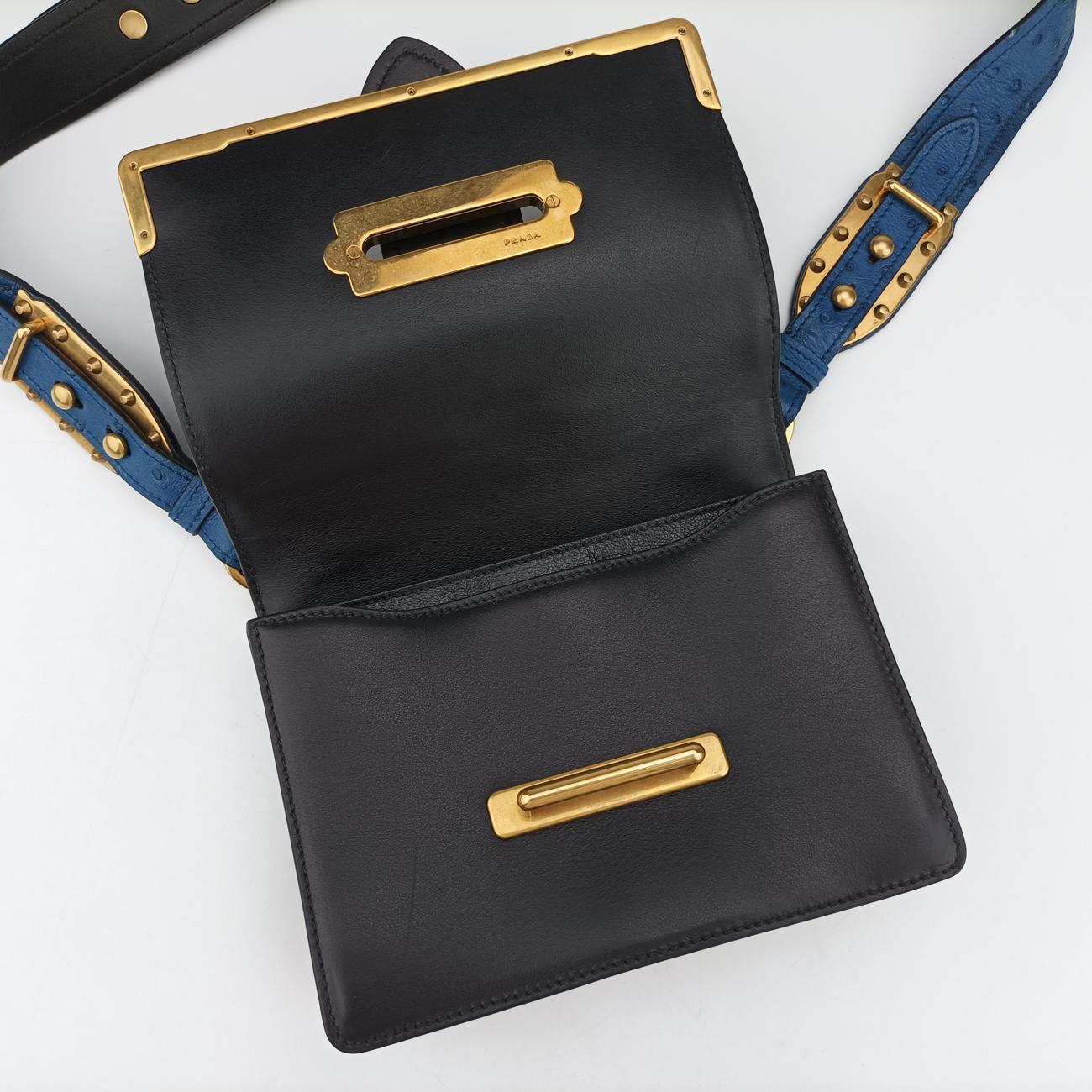 City Ostrich Cahier ColbaltoBlue×BlackLeather25シティ ダチョウ カイエ コバルトブルー×ブラックレザー25