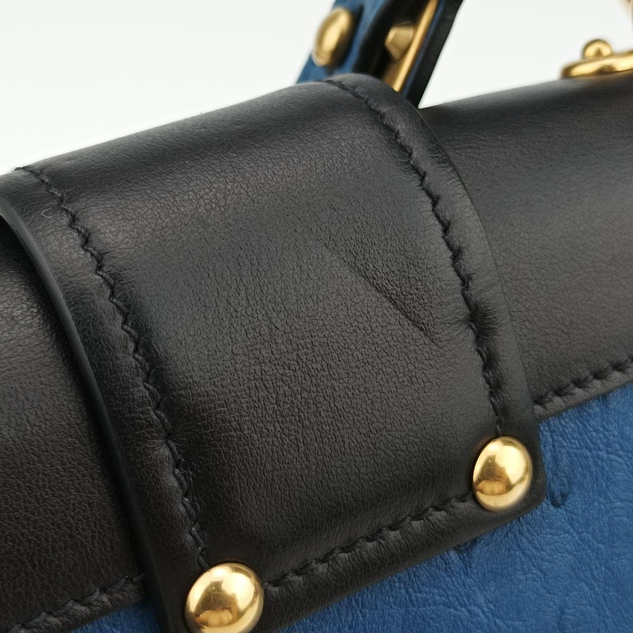 City Ostrich Cahier ColbaltoBlue×BlackLeather25シティ ダチョウ カイエ コバルトブルー×ブラックレザー25