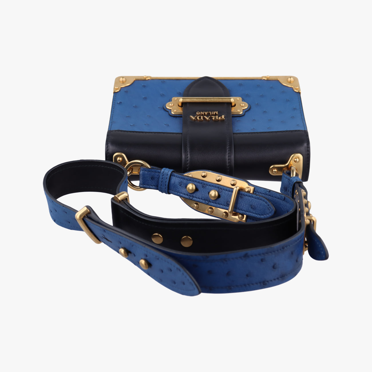 City Ostrich Cahier ColbaltoBlue×BlackLeather25シティ ダチョウ カイエ コバルトブルー×ブラックレザー25