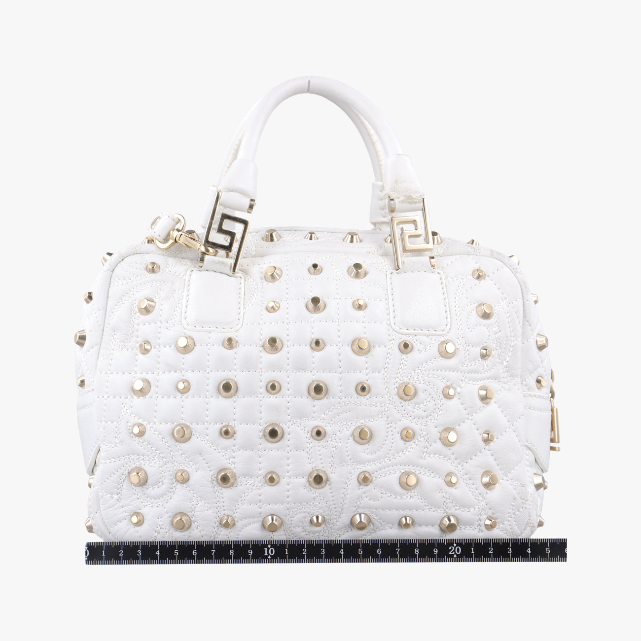 Medusa Nappa Barocco Quilted Studded VanitasWhiteLeatherメデューサナッパバロックキルティングスタッズヴァニタスホワイトレザー