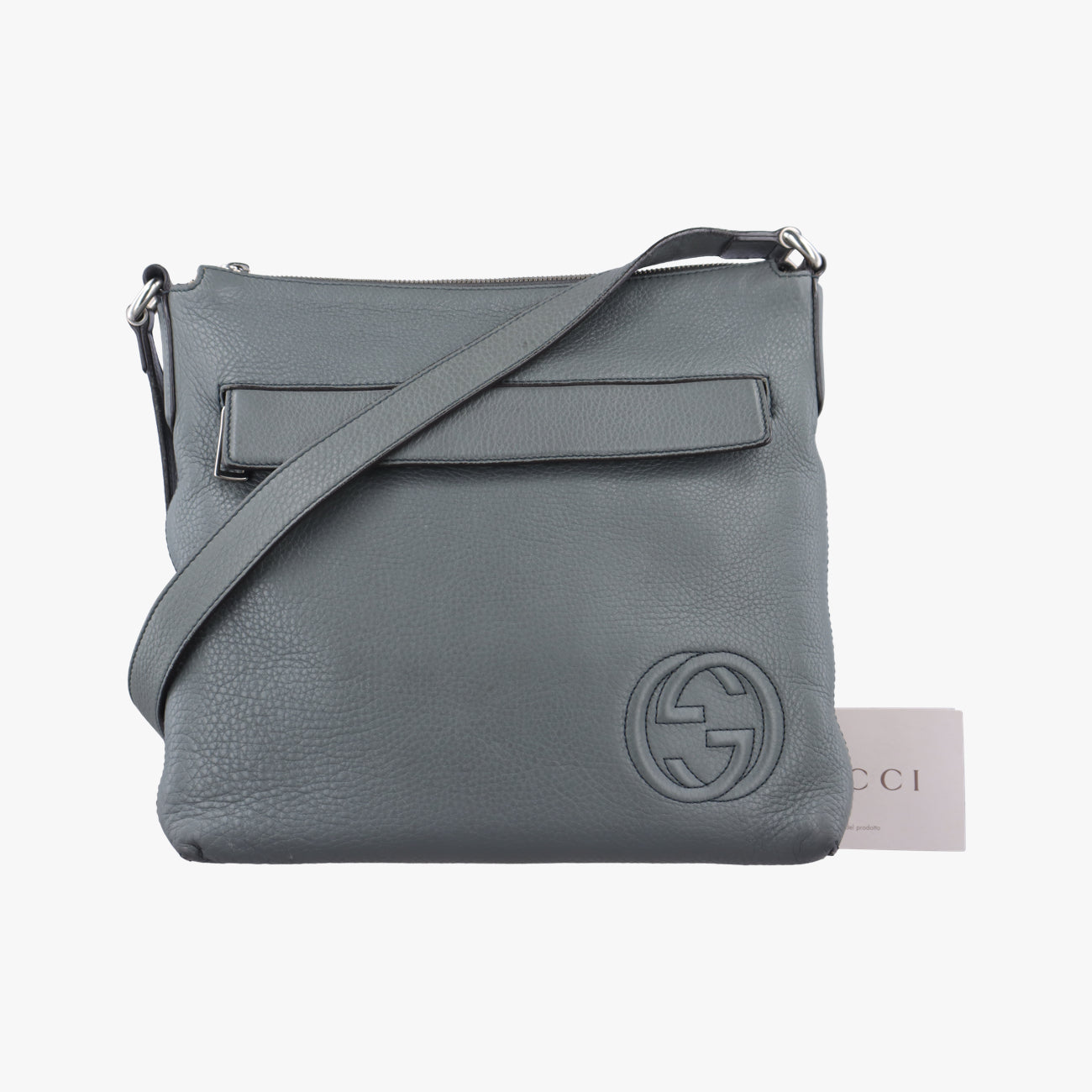 Interlocking G Logo Soho Messenger Grey Leather 322059 A016476622インターロッキングG ソーホー メッセンジャー グレー レザー 322059 A016476622
