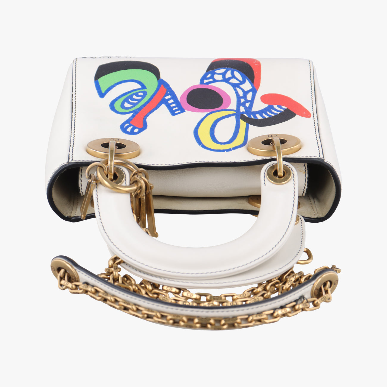 Niki de Saint Phalle Lady Dior White×multicolor Leather 04-MA-1127ニキ ドゥ サンファル レディ ディオール ホワイト×マルチカラー レザー 04-MA-1127