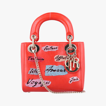 Mini Sequin Lady Dior Red×Multicolour Leather 18-MA-1126ミニ スパンコール レディ ディオール レッド×マルチカラー レザー 18-MA-1126