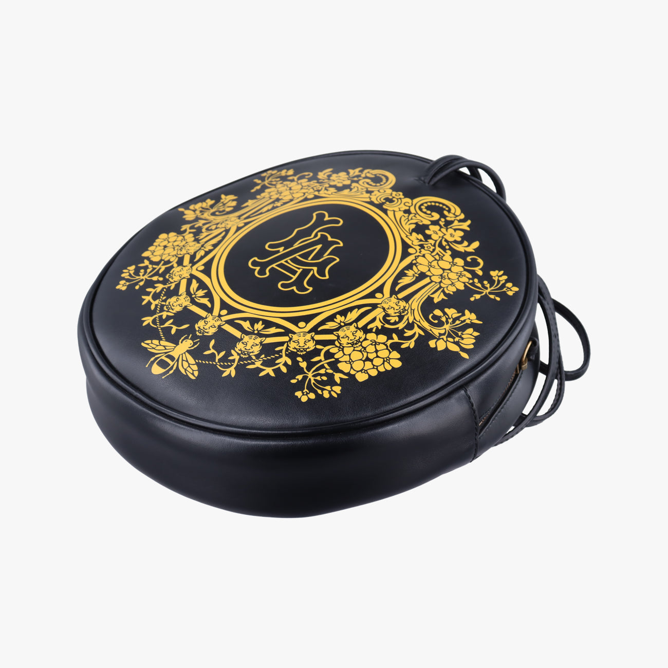 Unisex LA Angels Round Floral Black×Multicolour Leather 543324 C026821195MLBコラボ LA エンジェルス ラウンド フローラル ブラック×マルチカラー レザー 543324 C026821195