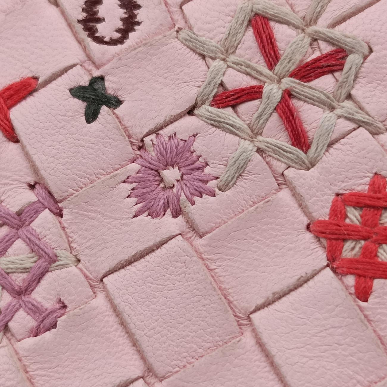 intrecciato Nappa Meadow Flower Mini Pink×Multicolour lambskin B07094897Jイントレチャートナッパメドウフラワーミニ ピンク×マルチカラー ラムスキン B07094897J