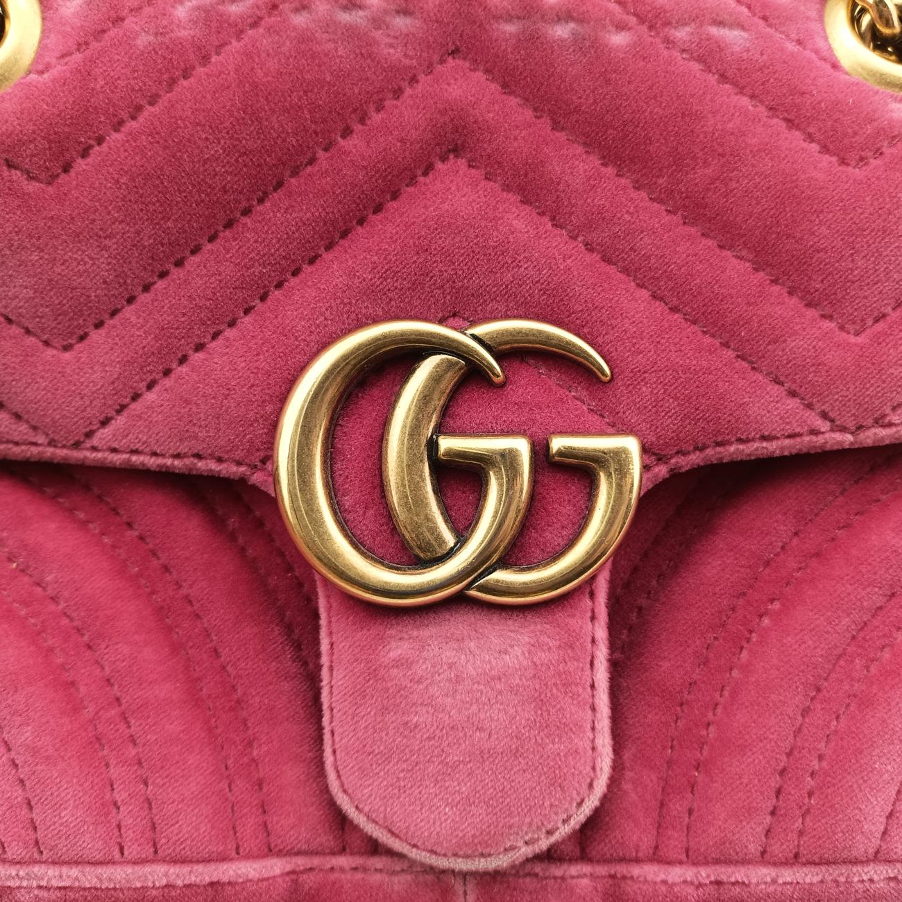 GG Marmont Pink velour 446744 I023290876GGマーモント ピンク ベロア 446744 I023290876