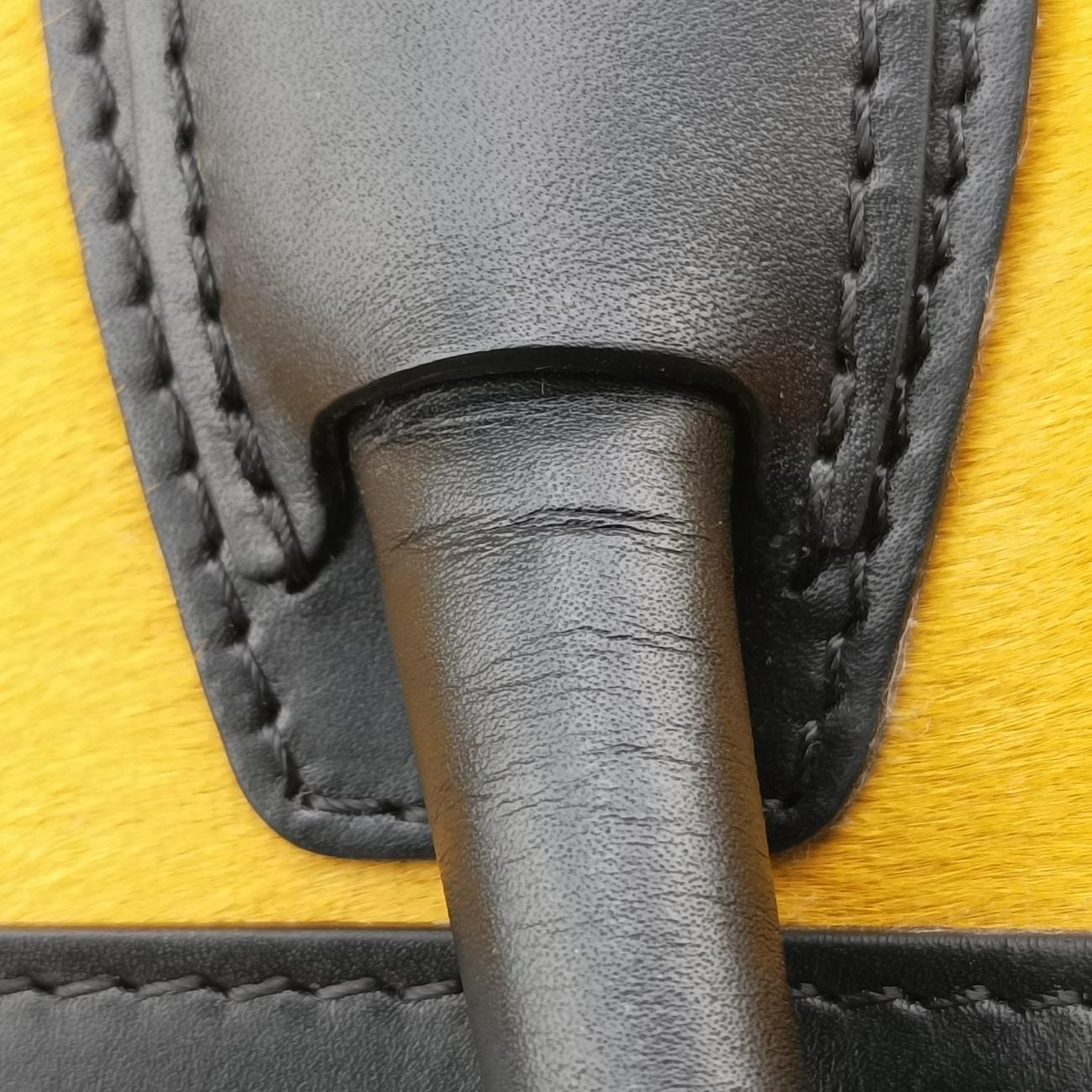 Luggage Mini ShopperBlack x Yellow x BlueLeather × HorsehairF-GA-0163ラゲージミニショッパーブラック×イエロー×ブルーレザー × ホースヘアF-GA-0163