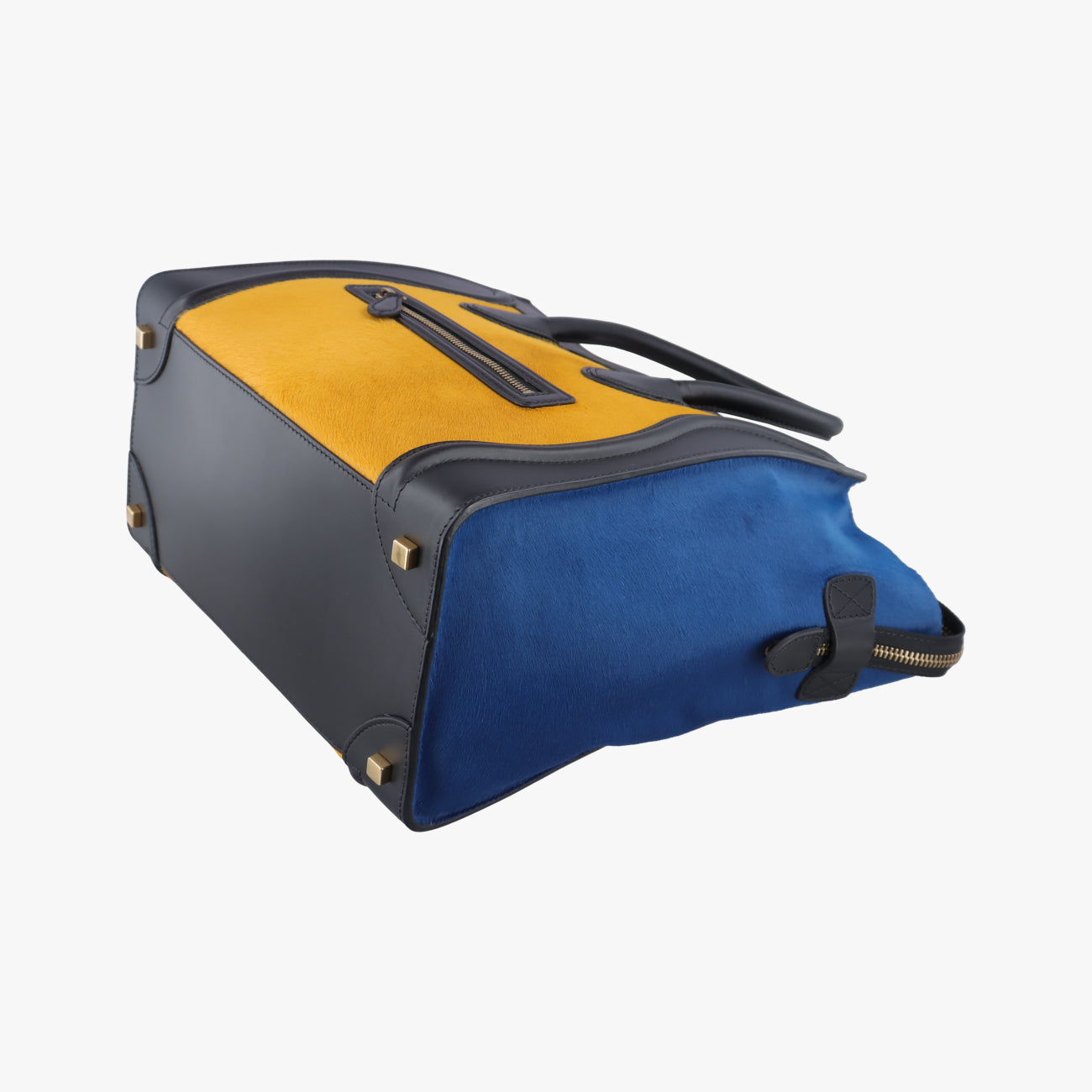 Luggage Mini ShopperBlack x Yellow x BlueLeather × HorsehairF-GA-0163ラゲージミニショッパーブラック×イエロー×ブルーレザー × ホースヘアF-GA-0163