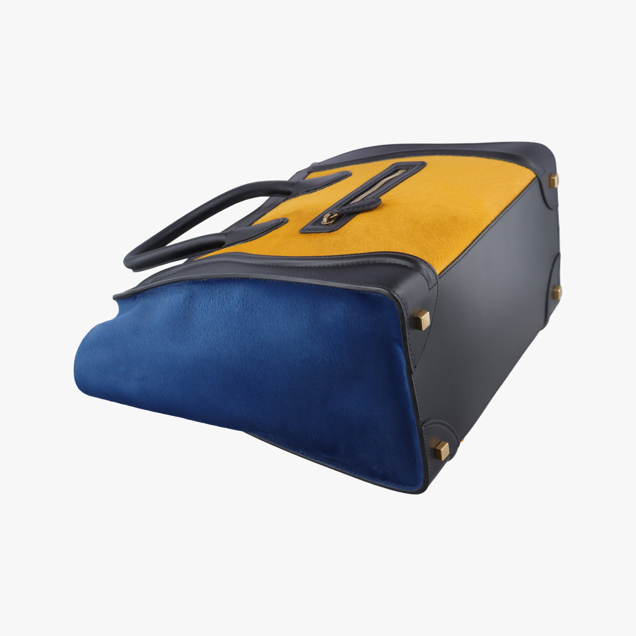 Luggage Mini ShopperBlack x Yellow x BlueLeather × HorsehairF-GA-0163ラゲージミニショッパーブラック×イエロー×ブルーレザー × ホースヘアF-GA-0163