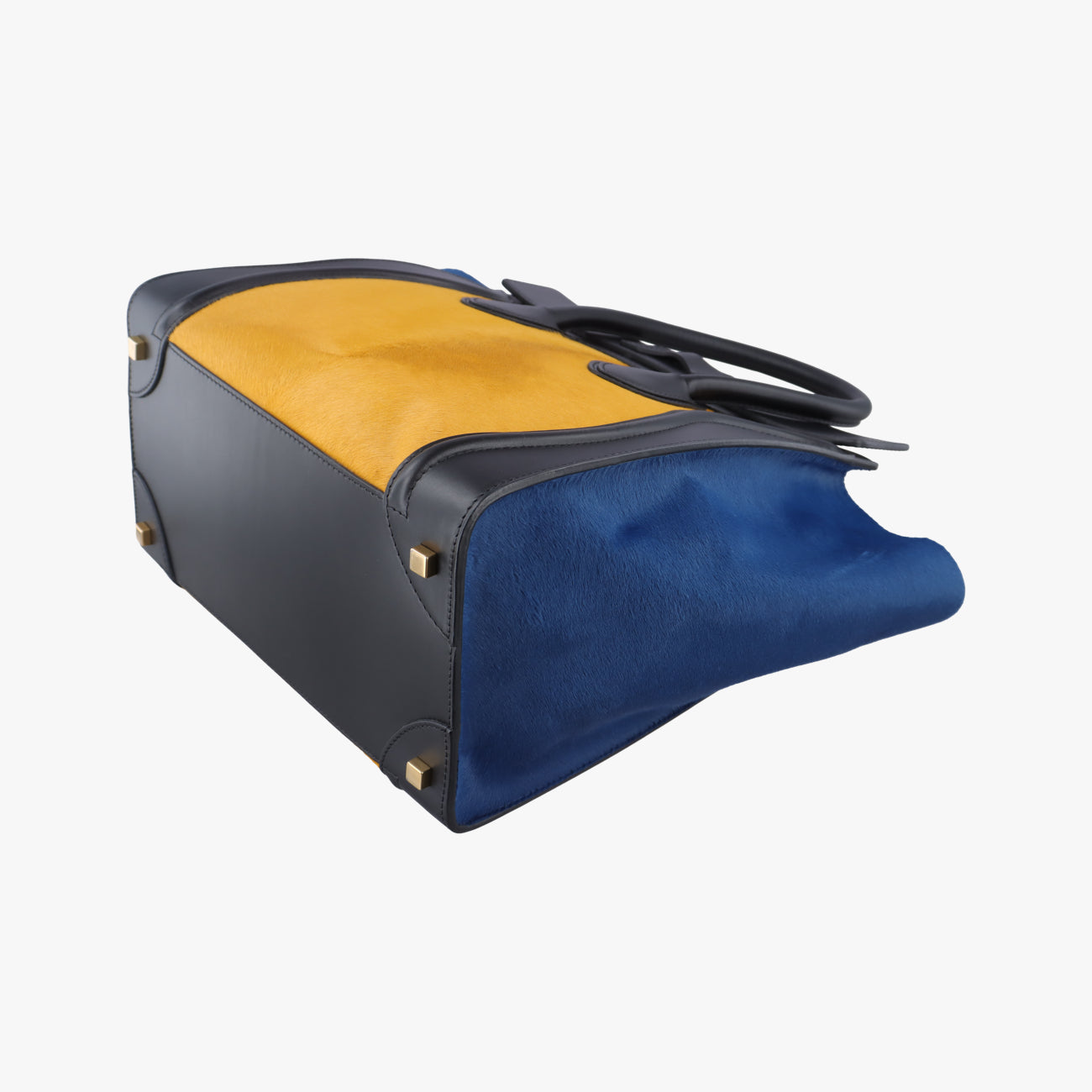 Luggage Mini ShopperBlack x Yellow x BlueLeather × HorsehairF-GA-0163ラゲージミニショッパーブラック×イエロー×ブルーレザー × ホースヘアF-GA-0163