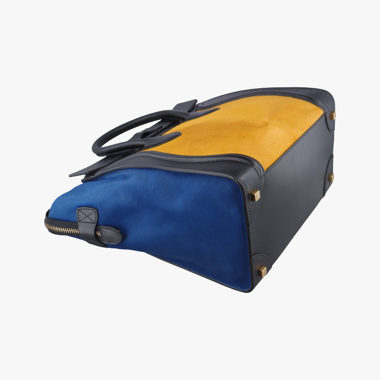 Luggage Mini ShopperBlack x Yellow x BlueLeather × HorsehairF-GA-0163ラゲージミニショッパーブラック×イエロー×ブルーレザー × ホースヘアF-GA-0163