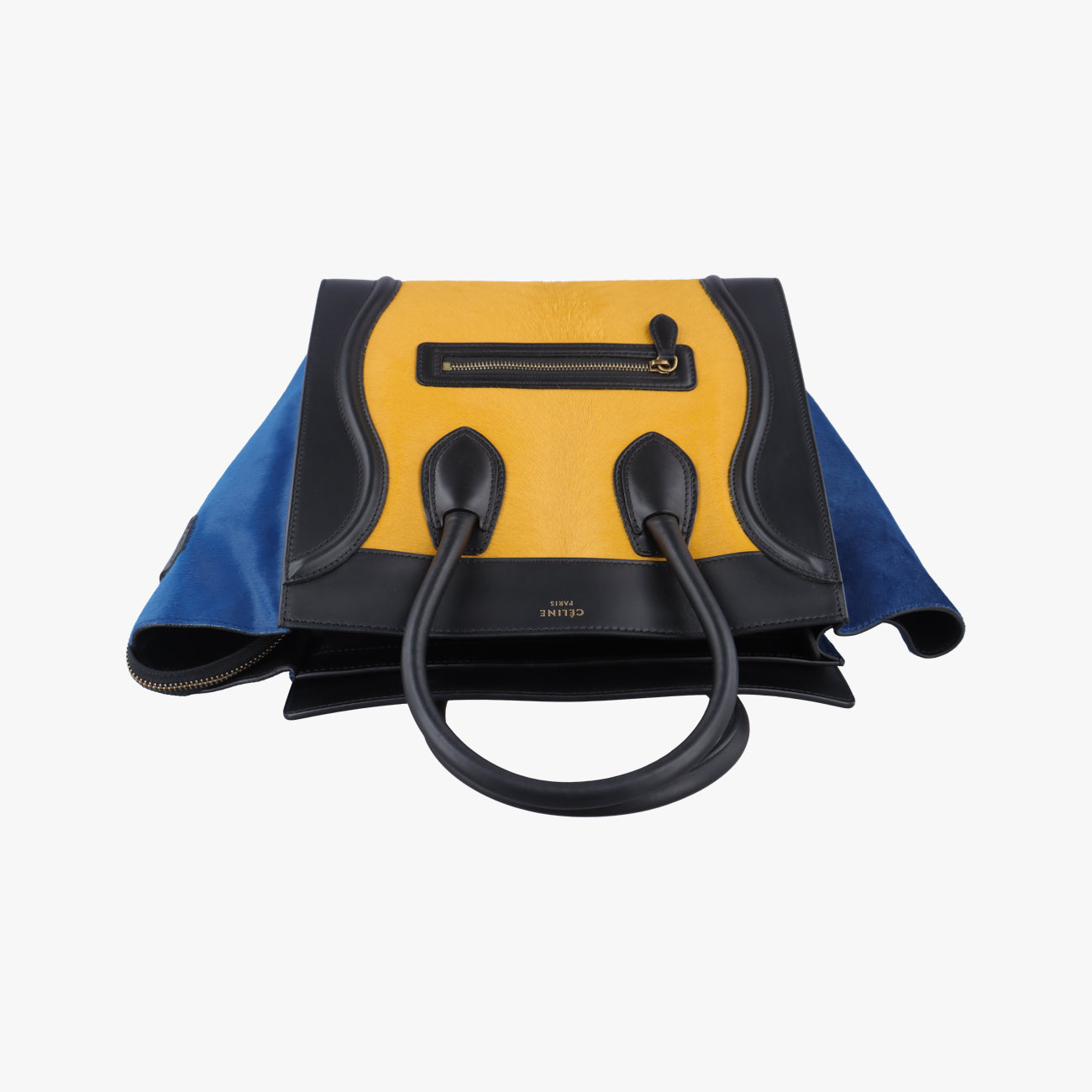 Luggage Mini ShopperBlack x Yellow x BlueLeather × HorsehairF-GA-0163ラゲージミニショッパーブラック×イエロー×ブルーレザー × ホースヘアF-GA-0163