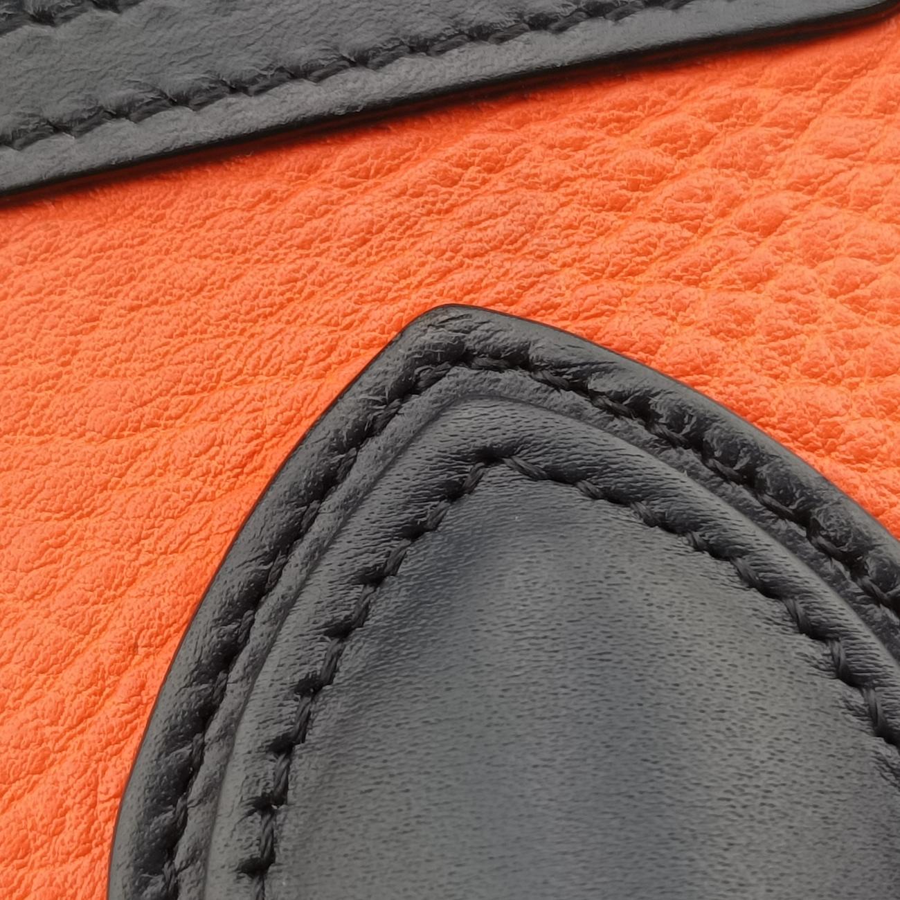 Luggage Mini Shopper Orange x black  x beige leather S-CU-4124ラゲージミニショッパー オレンジ×ブラック×ベージュ レザー S-CU-4124