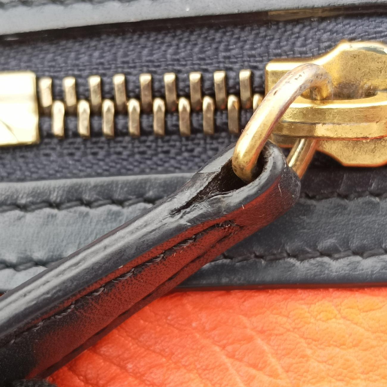 Luggage Mini Shopper Orange x black  x beige leather S-CU-4124ラゲージミニショッパー オレンジ×ブラック×ベージュ レザー S-CU-4124