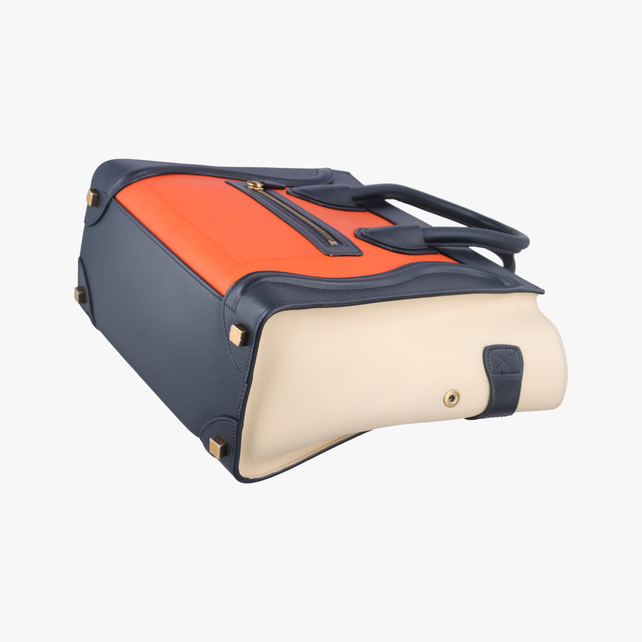 Luggage Mini Shopper Orange x black  x beige leather S-CU-4124ラゲージミニショッパー オレンジ×ブラック×ベージュ レザー S-CU-4124