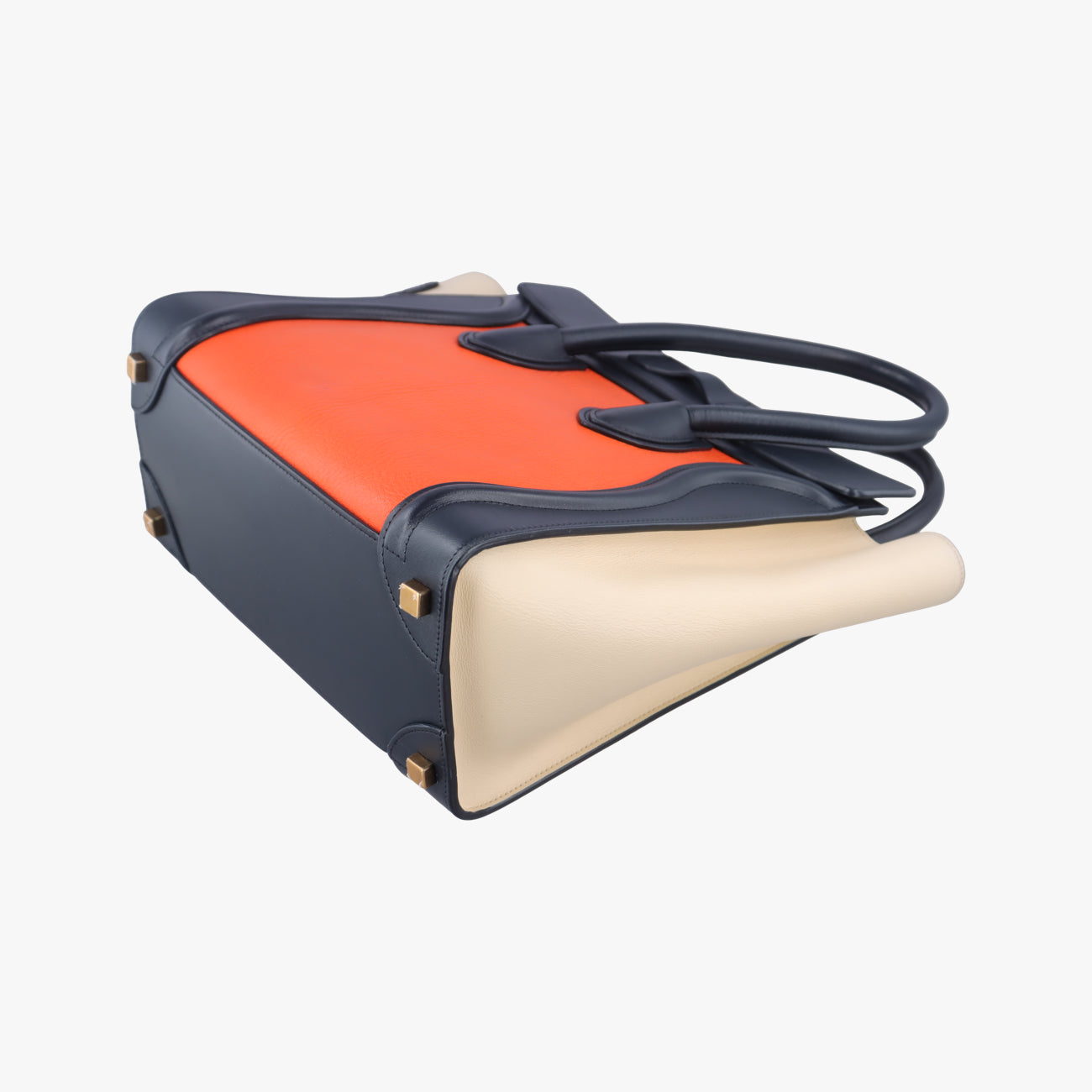 Luggage Mini Shopper Orange x black  x beige leather S-CU-4124ラゲージミニショッパー オレンジ×ブラック×ベージュ レザー S-CU-4124