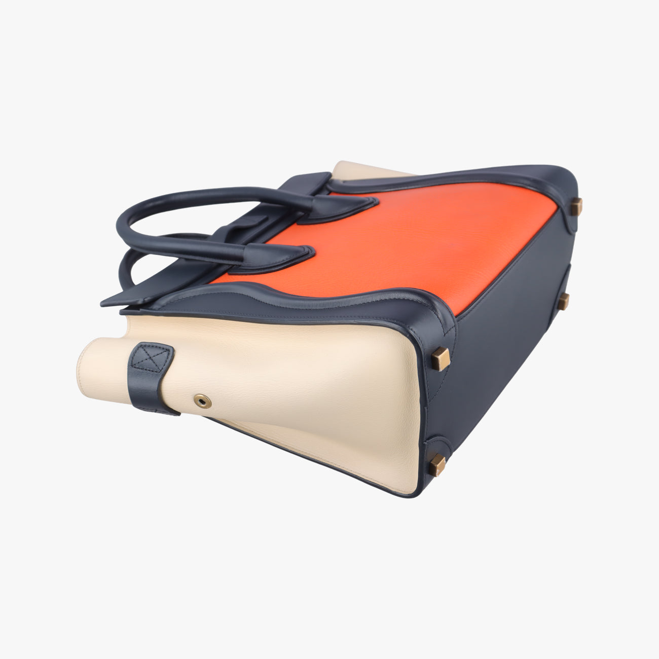 Luggage Mini Shopper Orange x black  x beige leather S-CU-4124ラゲージミニショッパー オレンジ×ブラック×ベージュ レザー S-CU-4124
