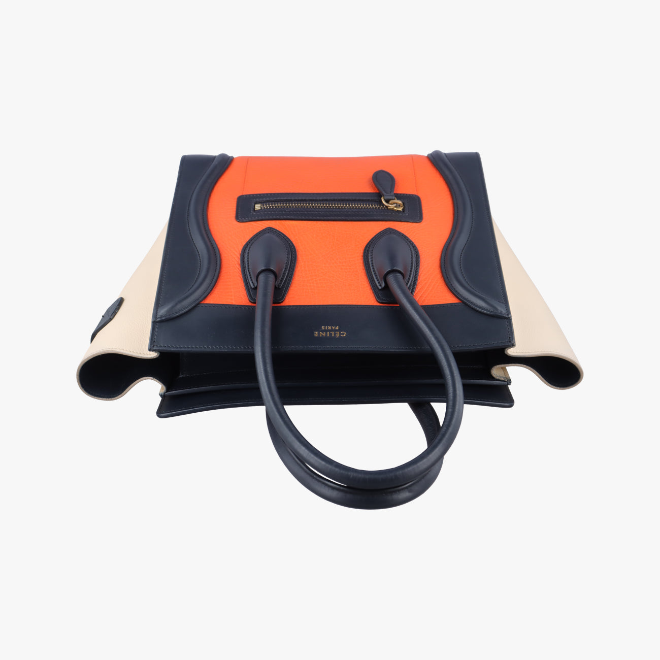 Luggage Mini Shopper Orange x black  x beige leather S-CU-4124ラゲージミニショッパー オレンジ×ブラック×ベージュ レザー S-CU-4124