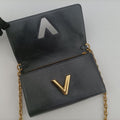Portefeuille Twist Chain Wallet Black x Brown x White PVC x Leather M62872 SP2187ポルトフォイユ ツイストチェーン チェーンウォレット ブラック×ブラウン×ホワイト PVC×レザー M62872 SP2187