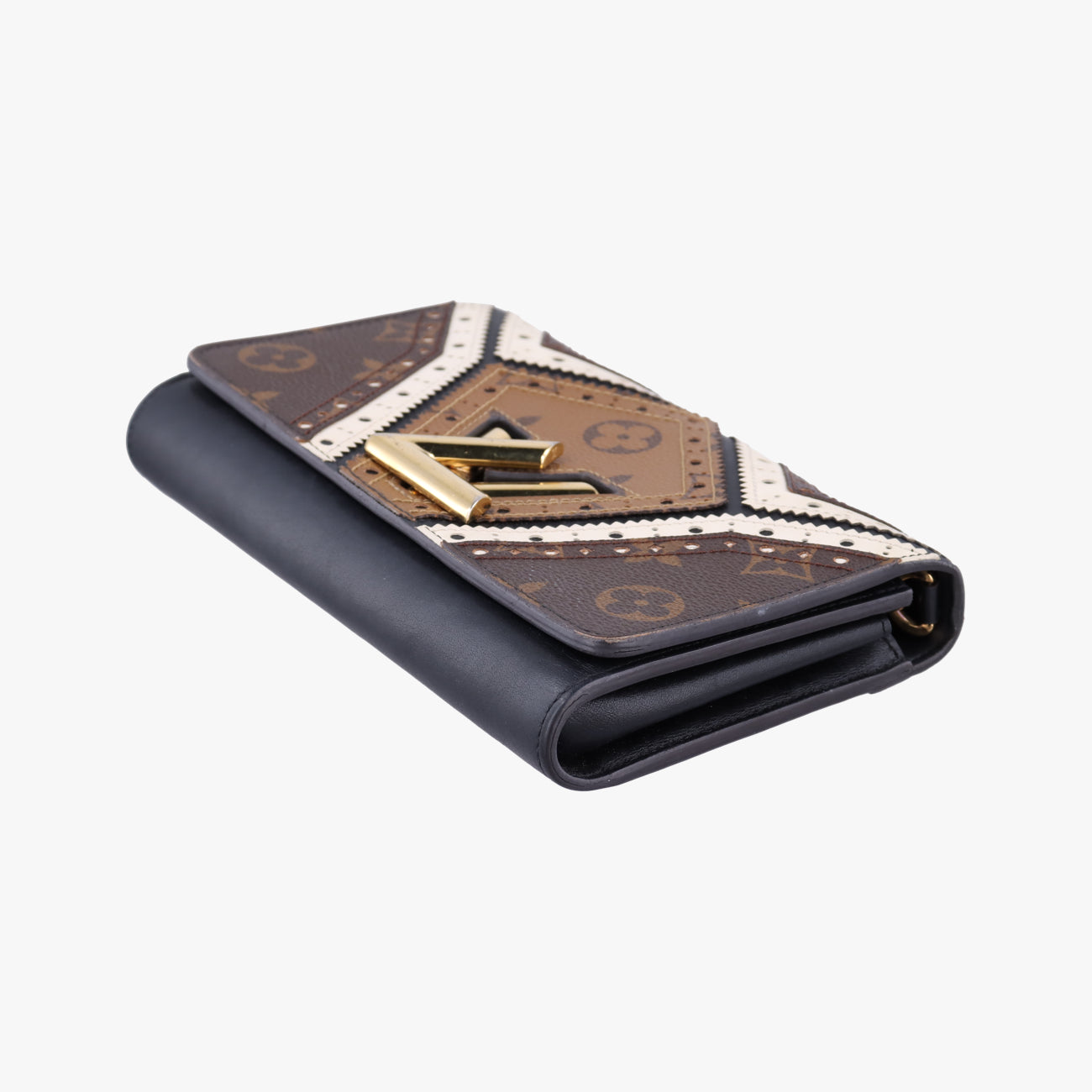 Portefeuille Twist Chain Wallet Black x Brown x White PVC x Leather M62872 SP2187ポルトフォイユ ツイストチェーン チェーンウォレット ブラック×ブラウン×ホワイト PVC×レザー M62872 SP2187