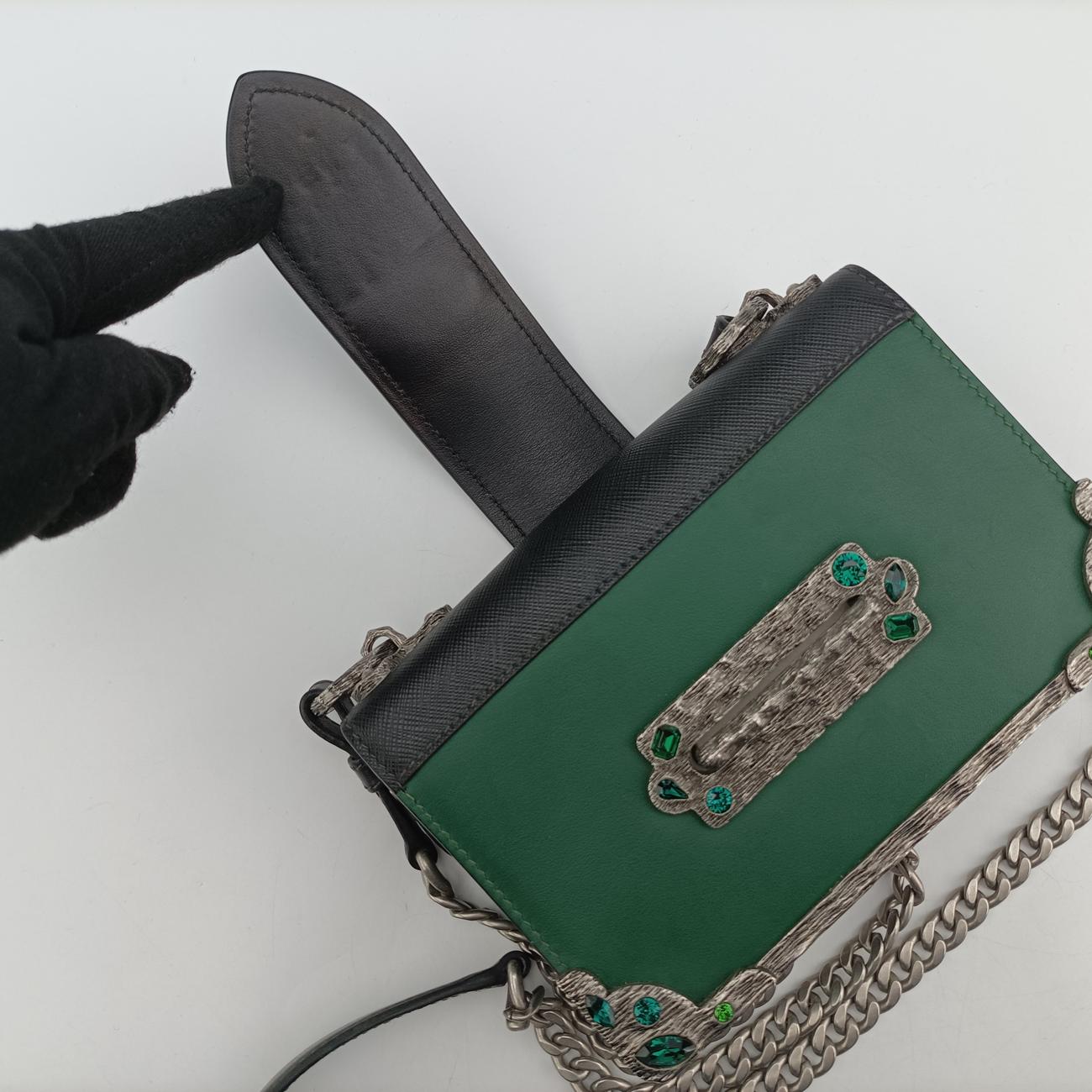 Cahier Green x Black Leather 1BH018 25カイエ グリーン×ブラック レザー 1BH018 25
