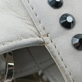 Studded Crystal Chain White Leather スタッズクリスタルチェーン ホワイト レザー