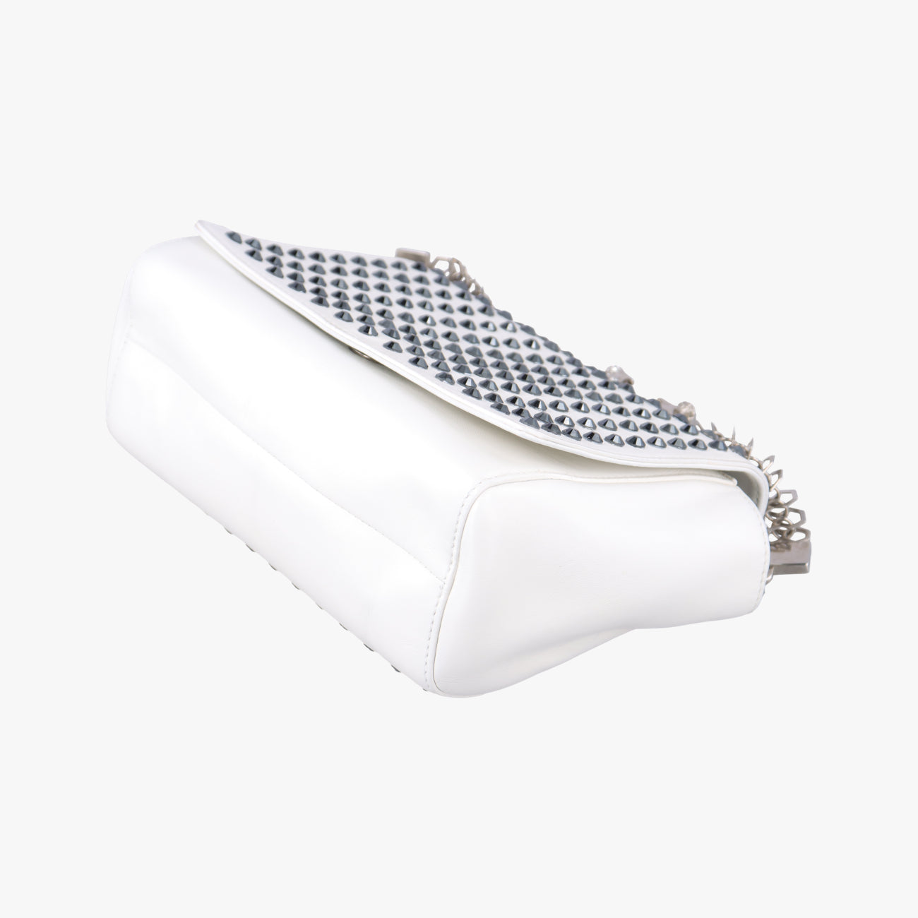 Studded Crystal Chain White Leather スタッズクリスタルチェーン ホワイト レザー