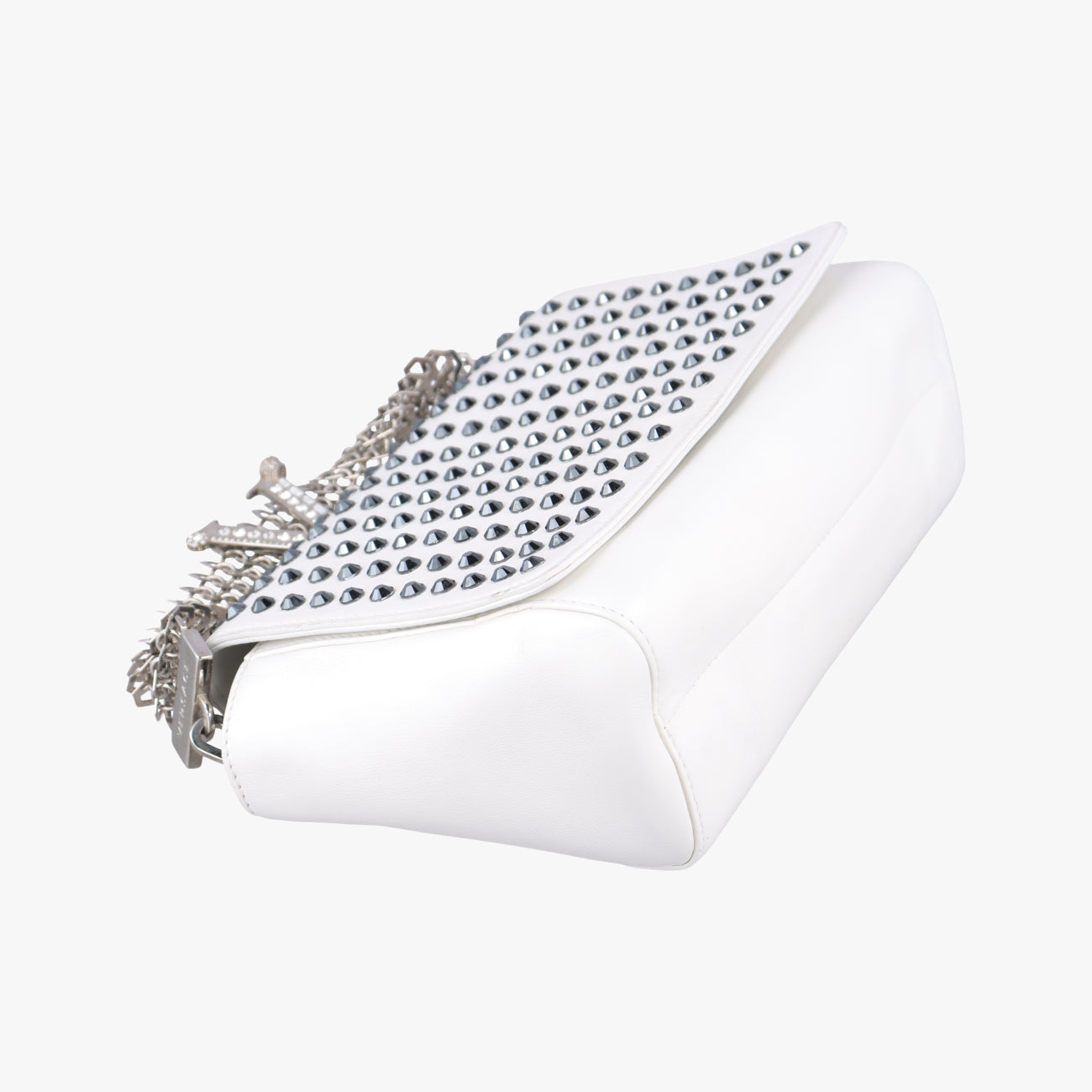 Studded Crystal Chain White Leather スタッズクリスタルチェーン ホワイト レザー