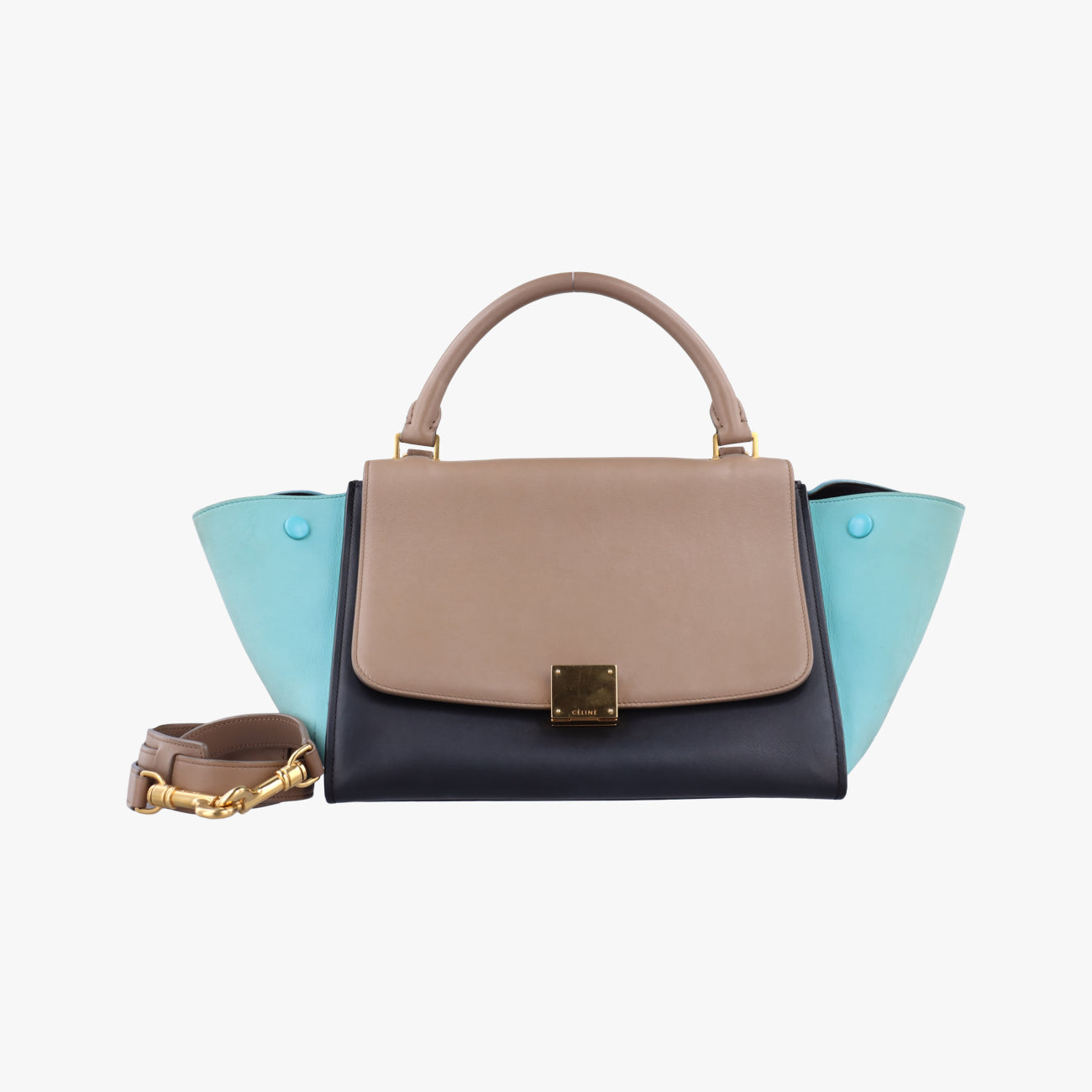 Trapèze small Beige x black x blue Leather x suede W-VP-2155 W-MM-2175トラペーズスモール ベージュ×ブラック×ブルー レザー×スエード W-VP-2155 W-MM-2175