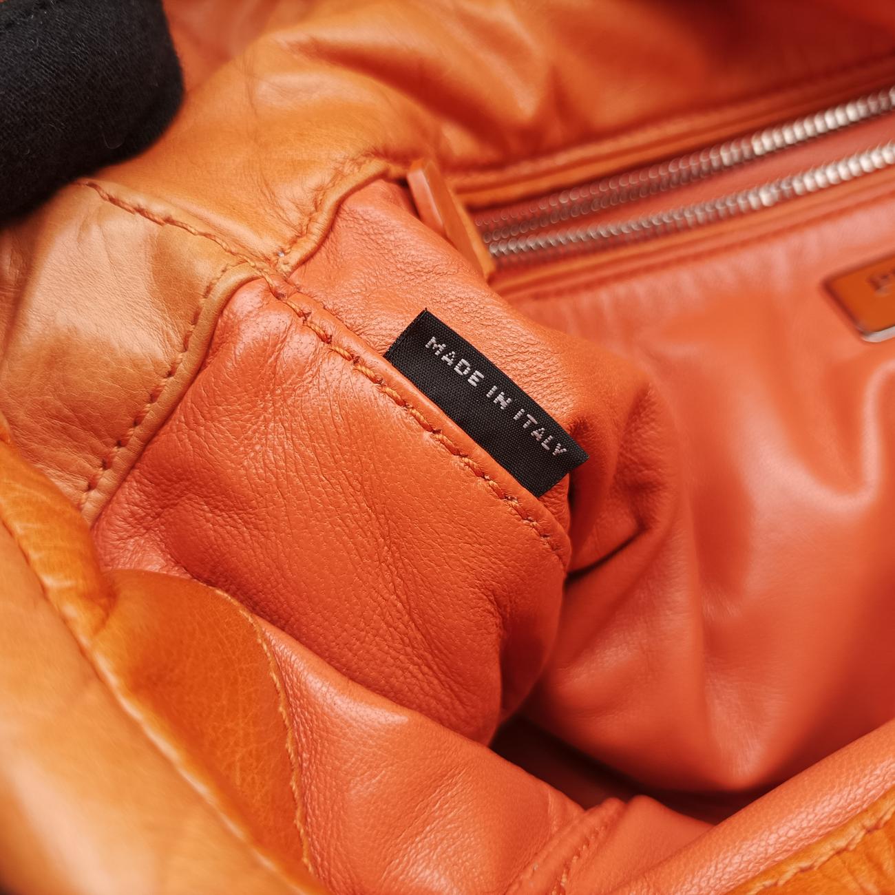 Nappa Bomber Sound Chain Flap Orange lambskin 25ナッパボマー サウンドチェーン フラップ オレンジ ラムスキン 25