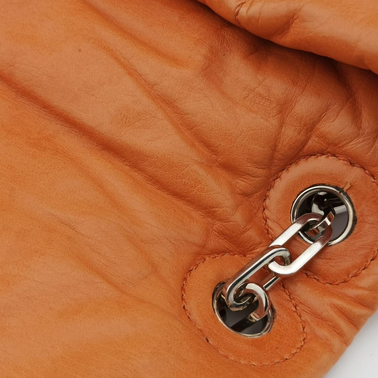 Nappa Bomber Sound Chain Flap Orange lambskin 25ナッパボマー サウンドチェーン フラップ オレンジ ラムスキン 25