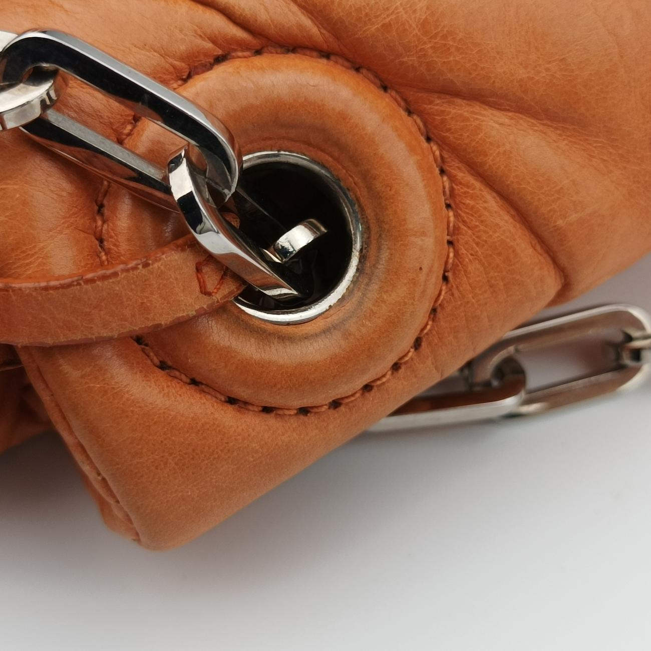 Nappa Bomber Sound Chain Flap Orange lambskin 25ナッパボマー サウンドチェーン フラップ オレンジ ラムスキン 25