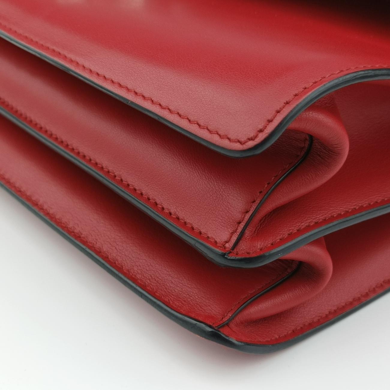 Electra Studded Red Leather x Saffiano leather 1BD120 25エレクトラ スタッズ レッド レザー×サフィアーノレザー 1BD120 25
