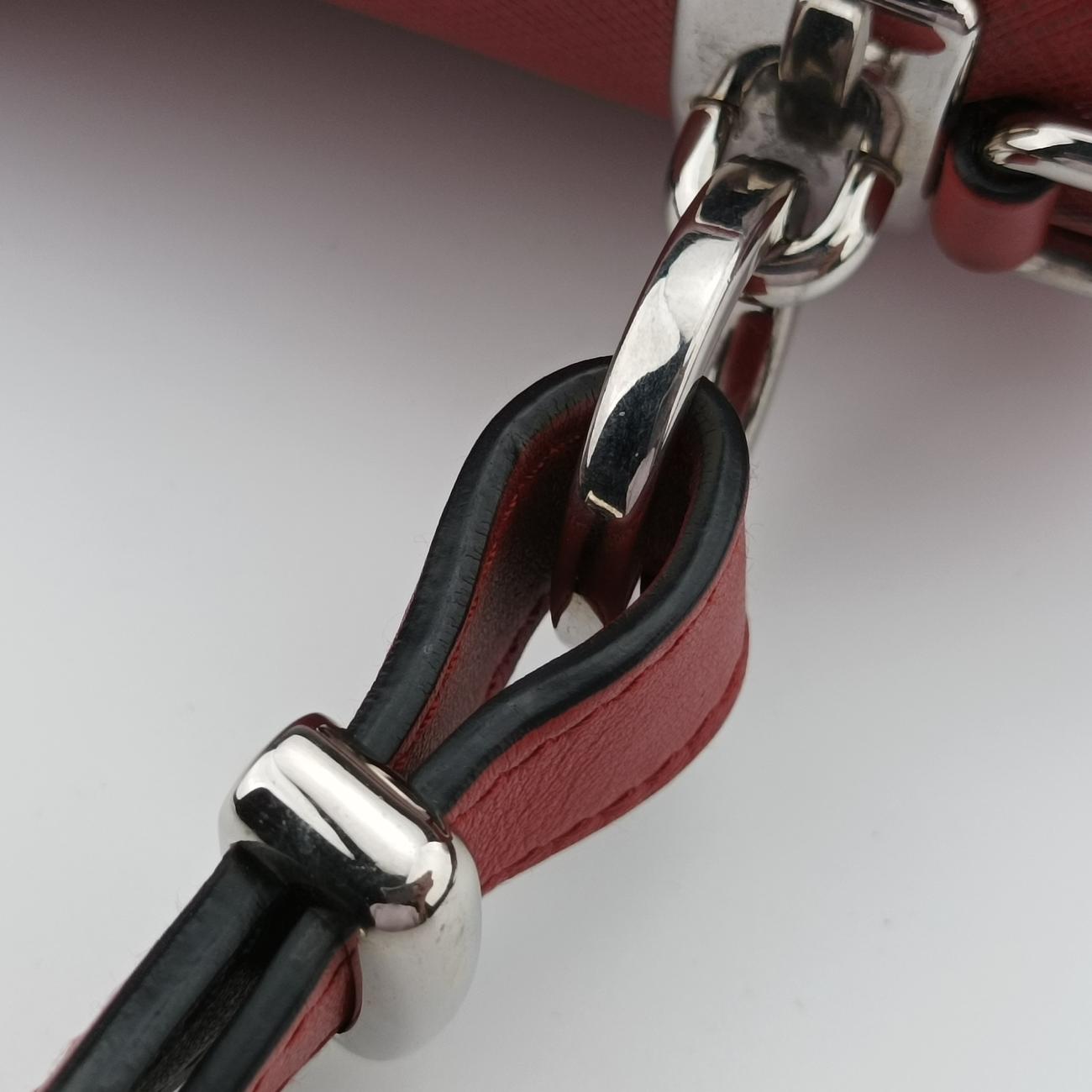 Electra Studded Red Leather x Saffiano leather 1BD120 25エレクトラ スタッズ レッド レザー×サフィアーノレザー 1BD120 25
