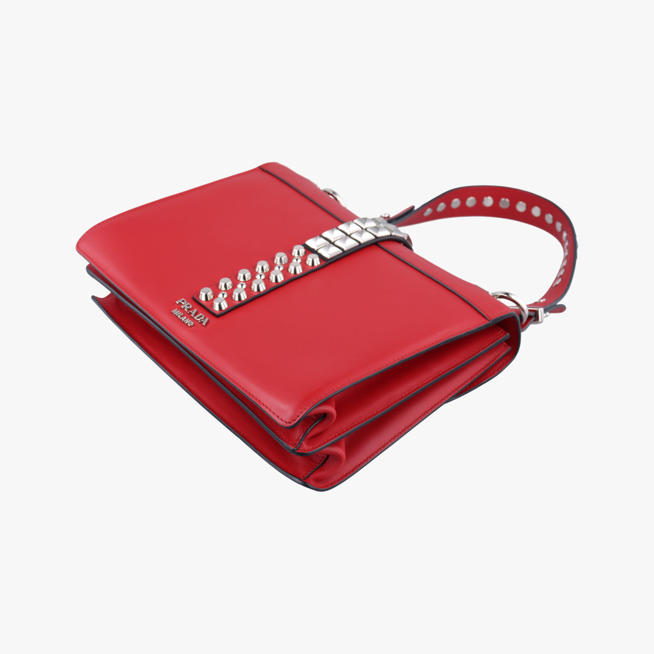 Electra Studded Red Leather x Saffiano leather 1BD120 25エレクトラ スタッズ レッド レザー×サフィアーノレザー 1BD120 25