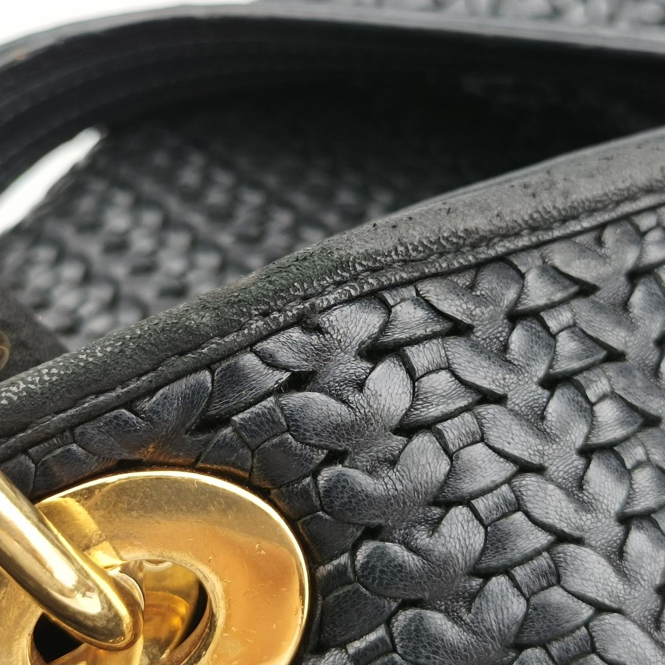 Soft Lady Dior Canage INTRECCIATO Tote Black lambskin 01-RU-0048ソフト レディディオール カナージュ イントレチャート トート ブラック ラムスキン 01-RU-0048