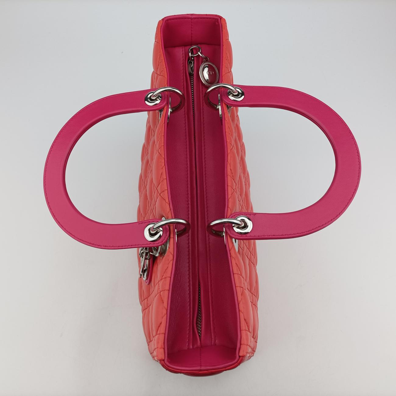 Lady Dior Orange×Pink lambskin 15-BO-0133レディディオール オレンジ×ピンク ラムスキン 15-BO-0133