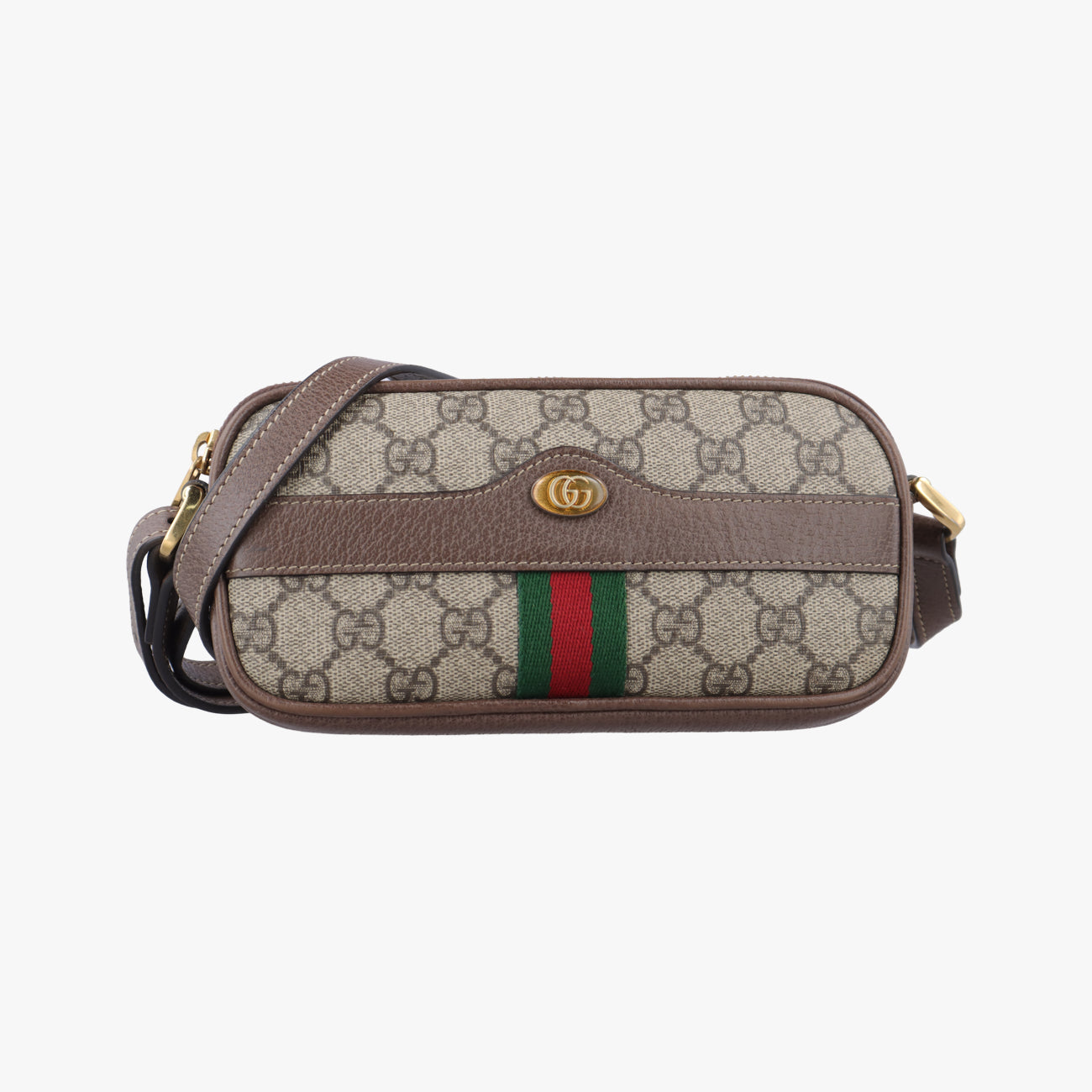 Ophidia Brown×green×red PVC coated canvas × leather 598664 オフィディア ブラウン×グリーン×レッド PVCコーティングキャンバス×レザー 598664