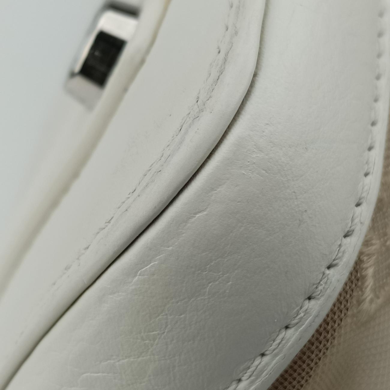 Transparence Lockit East West white Ikat nylon canvas× leather M40701 FO0142トランスペアレンス ロックイット イーストウエスト ホワイト イカットナイロンキャンバス×レザー M40701 FO0142